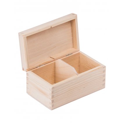 Dřevěná krabička na čaj s přihrádkami - 16x10x8 cm, Přírodní