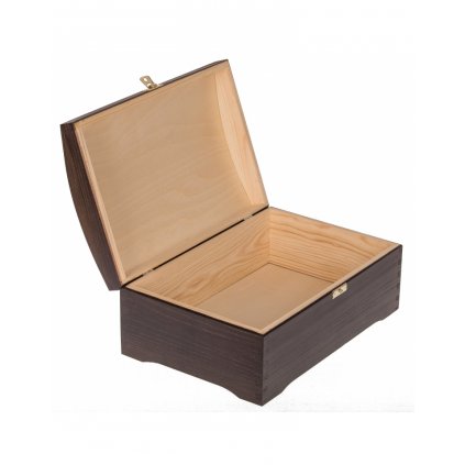Dřevěná krabička se sponou - 29x20x14 cm, Tmavě hnědá