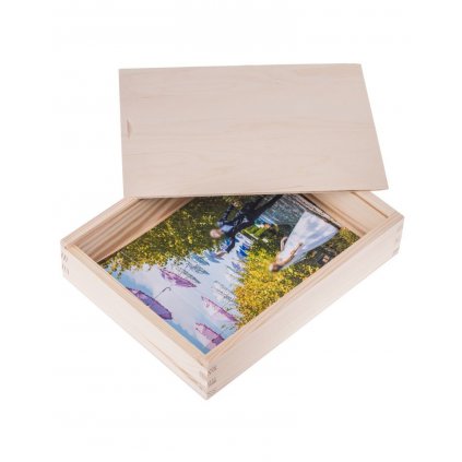 Dřevěná krabička na fotografie 15x21 - 25x19x5 cm, Přírodní