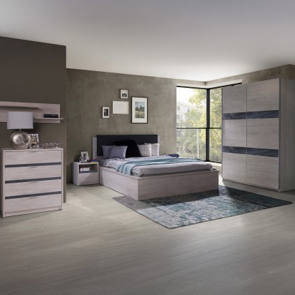 Sestava nábytku Devon 9Tmavý dubČerný podklad