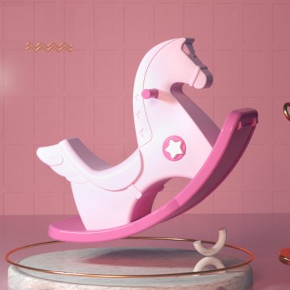 PUPYhou Dětský houpající koník - Růžový
