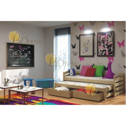Postel masiv Danka 200x90 cm + matrace + šuplíky