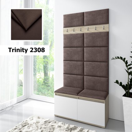 Předsíňová stěna s čalouněnými panely Trinity - Hnědá