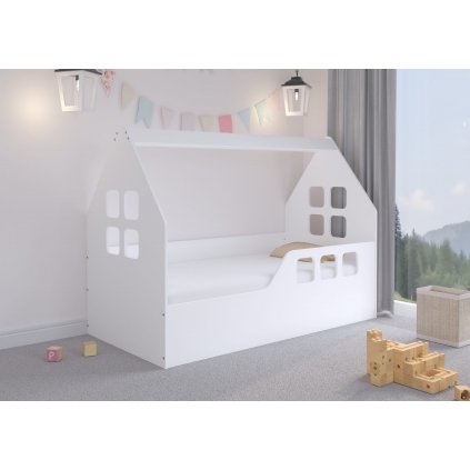 Dětská postel ve tvaru domečku - 160 x 80 cm Bílá