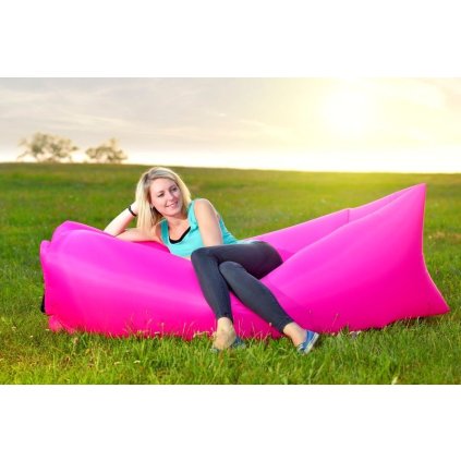 0003106 nafukovaci vak lazy bag dvouvrstvy ruzovy