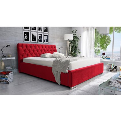 Čalouněná postel Luxurious 160x200 cm – Kovový rám, Červená (2309) (Barva látky Casablanca/Trinity (2309) Červená)