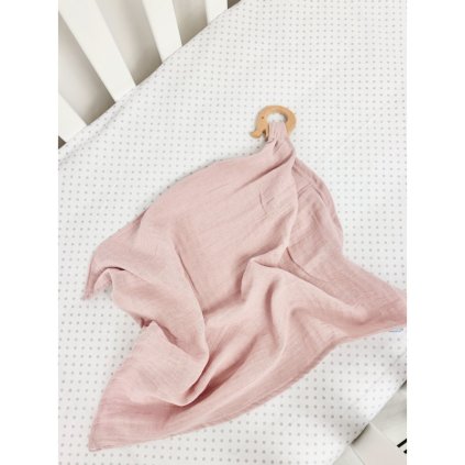big przytulanka z gryzakiem bambusowo muslinowa powder pink