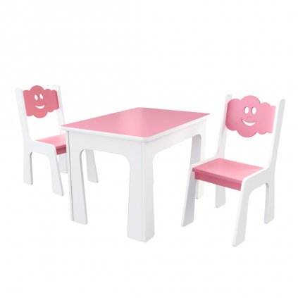 Stolik krzesła chmurka różowa (1)