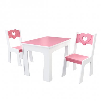 Stolik krzesła serce różowe (1)