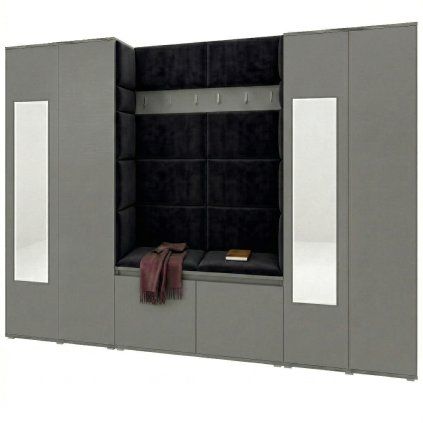 Předsíňová stěna s čalouněnými panely Trinity 10 - Grafit / Černá 2316