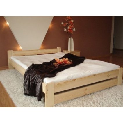 Postel z masivu Evropa 180 x 200 cm - barva Borovice + matrace SUPERFLEX + rošt + laťový rošt ZDARMA