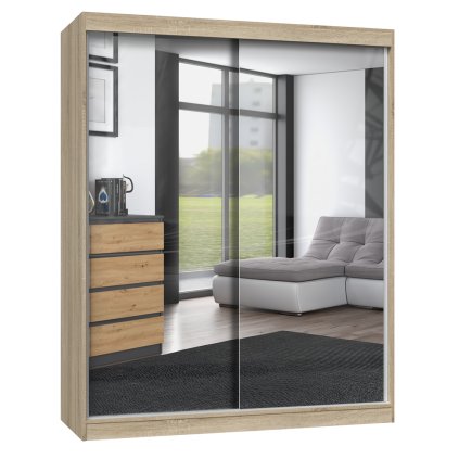 Šatní skříň IGA 160 cm se zrcadly - Dub sonoma