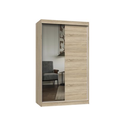 Šatní skříň IGA 120 cm se zrcadlem - Dub sonoma