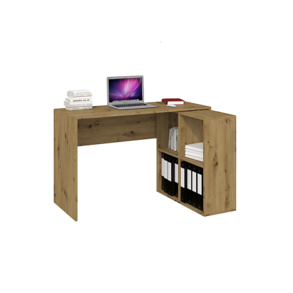 Rohový psací stůl PLUS s policemi 120 cm - Dub artisan