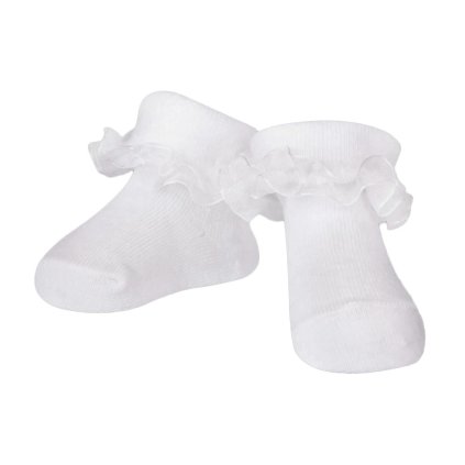 skarpety niemowlece bawelniane z falbanka biale 3pak