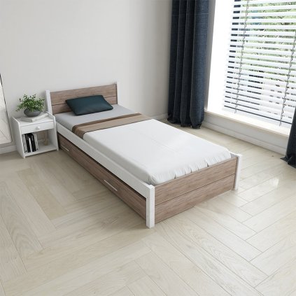 Postel z masivu IRIS DOUBLE - 80×200 cm Bílá/DUB LANÝŽ