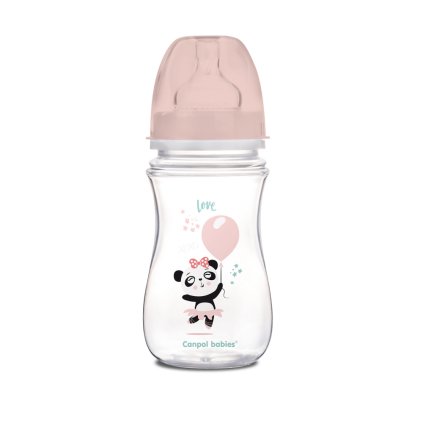 Canpol babies Antikoliková širokohrdlá lahev EXOTIC ANIMALS 240ml růžová