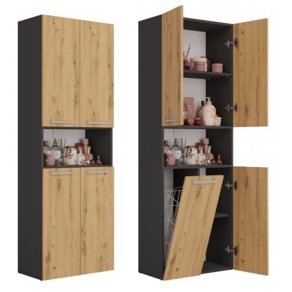 Koupelnová skříňka NEL 1K, antracit / artisan
