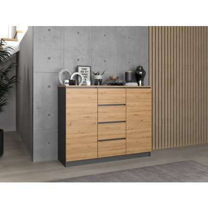 Komoda 2D4S 120 cm, antracit / artisan