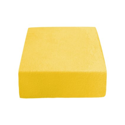 Prostěradlo froté s gumkou žluté 180/80
