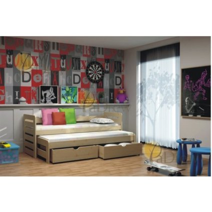 Postel masiv Víťa 200x90 cm + matrace + šuplíky