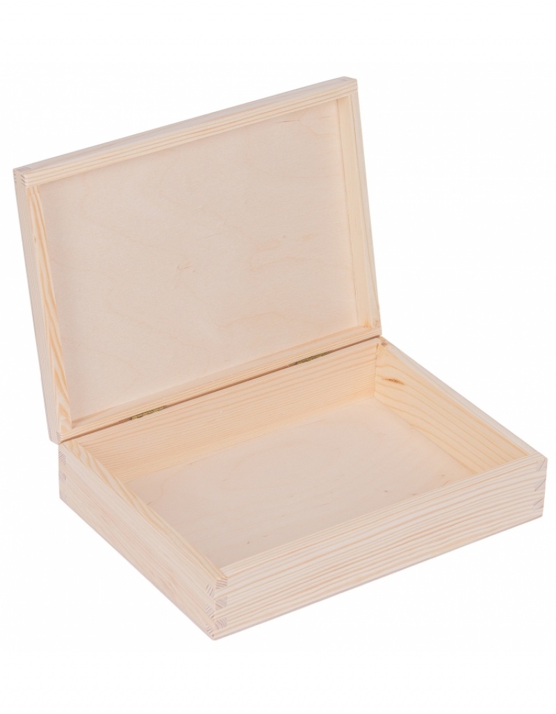 Levně FK Dřevěná krabička plochá - 24 x 17 x 5,5 cm, Přírodní