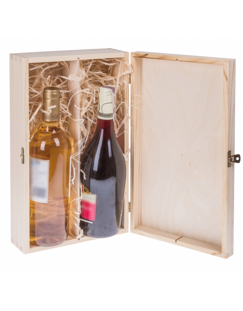 FK Dřevěná krabička na dvě láhve - 36x20x11 cm, Přírodní FK Dřevěná krabička na dvě láhve - 36x20x11 cm, Přírodní