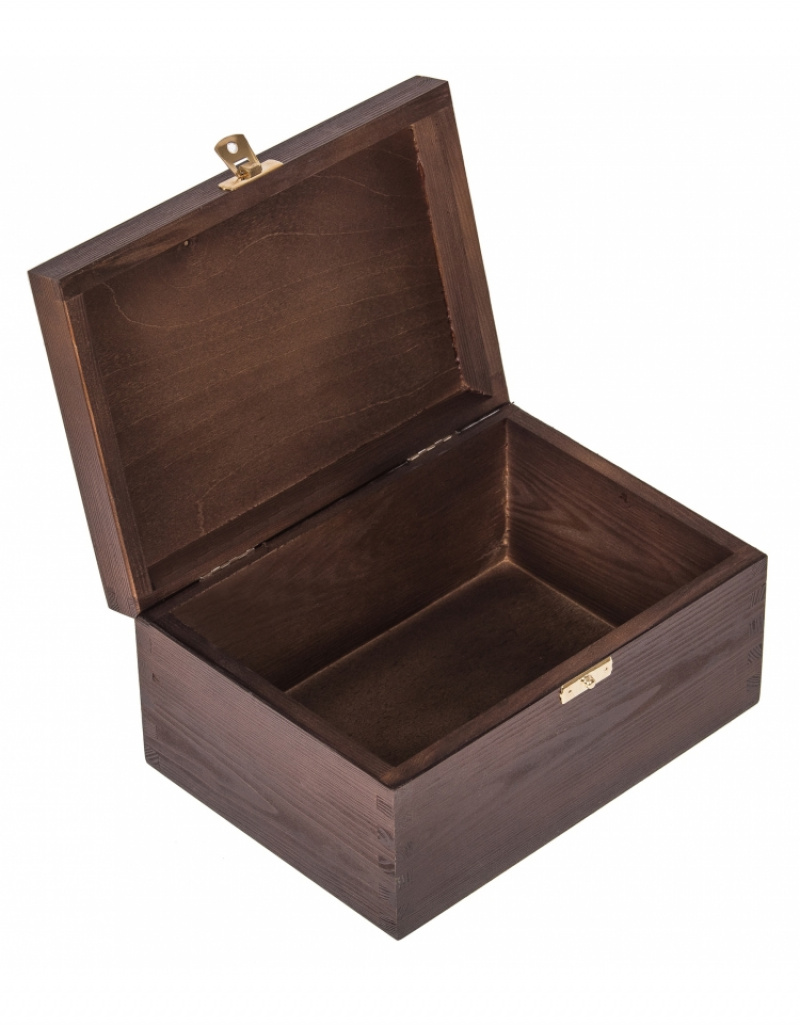 FK Dřevěná krabička se sponou - 22x16x11 cm, Tmavě hnědá FK Dřevěná krabička se sponou - 22x16x11 cm, Tmavě hnědá