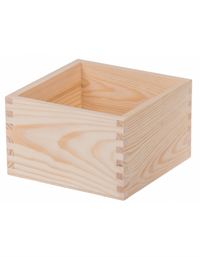 FK Dřevěná krabička bez víka - 16x16x10 cm, Přírodní