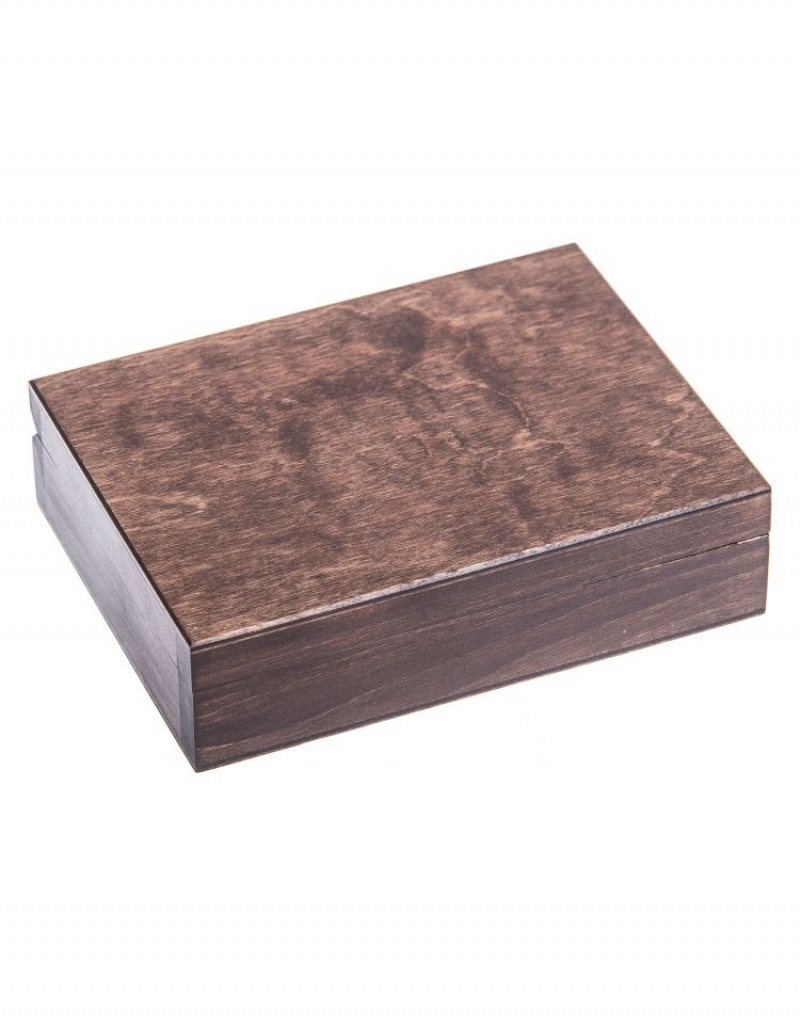 Levně FK Dřevěná krabička s dvěmi přihrádkami - 16x12x4 cm, Tmavě hnědá
