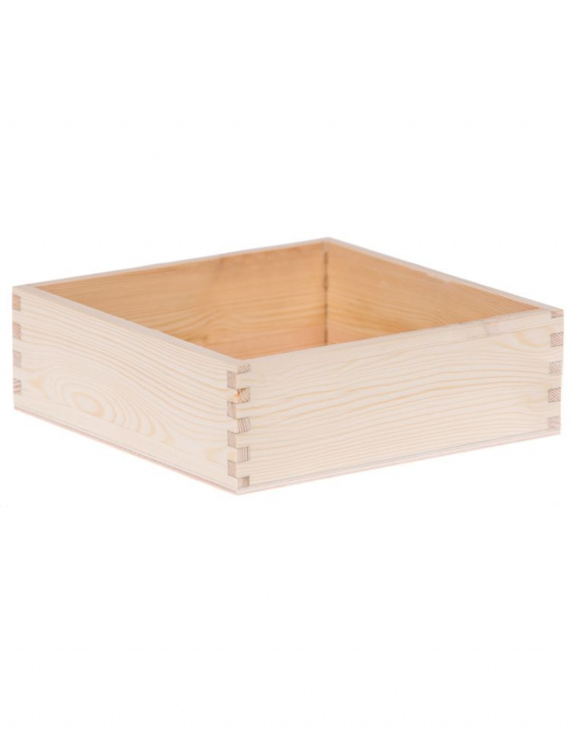 FK Dřevěná krabička bez víka - 16x16x5 cm, Přírodní