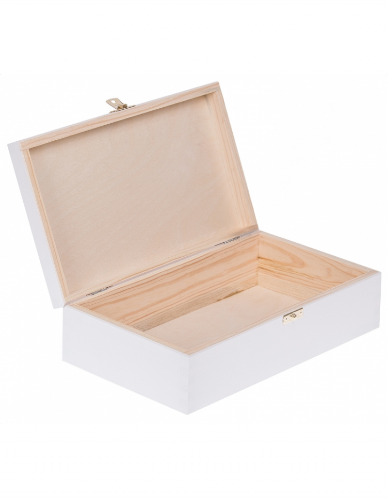 Levně FK Dřevěná krabička se sponou - 28x16x8 cm, Bílá