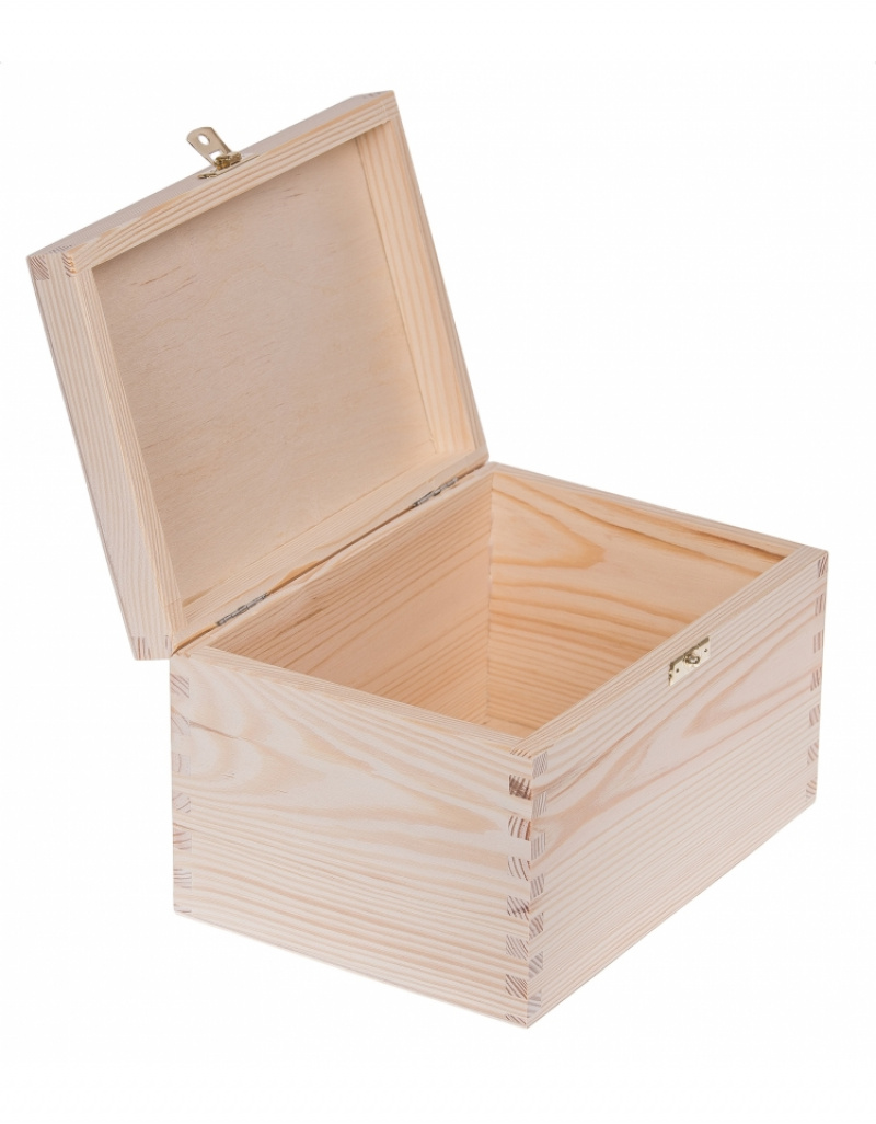 FK Dřevěná krabička se sponou - 22x16x14 cm, Přírodní