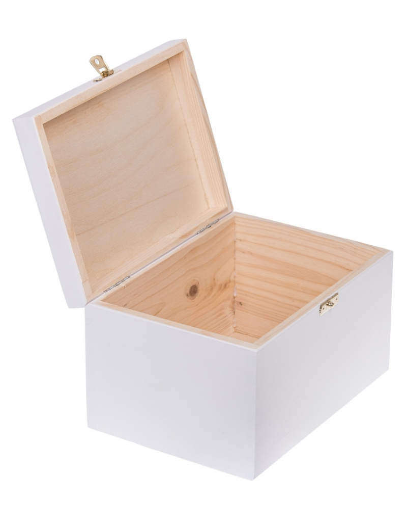 Levně FK Dřevěná krabička se sponou - 22x16x14 cm, Bílá