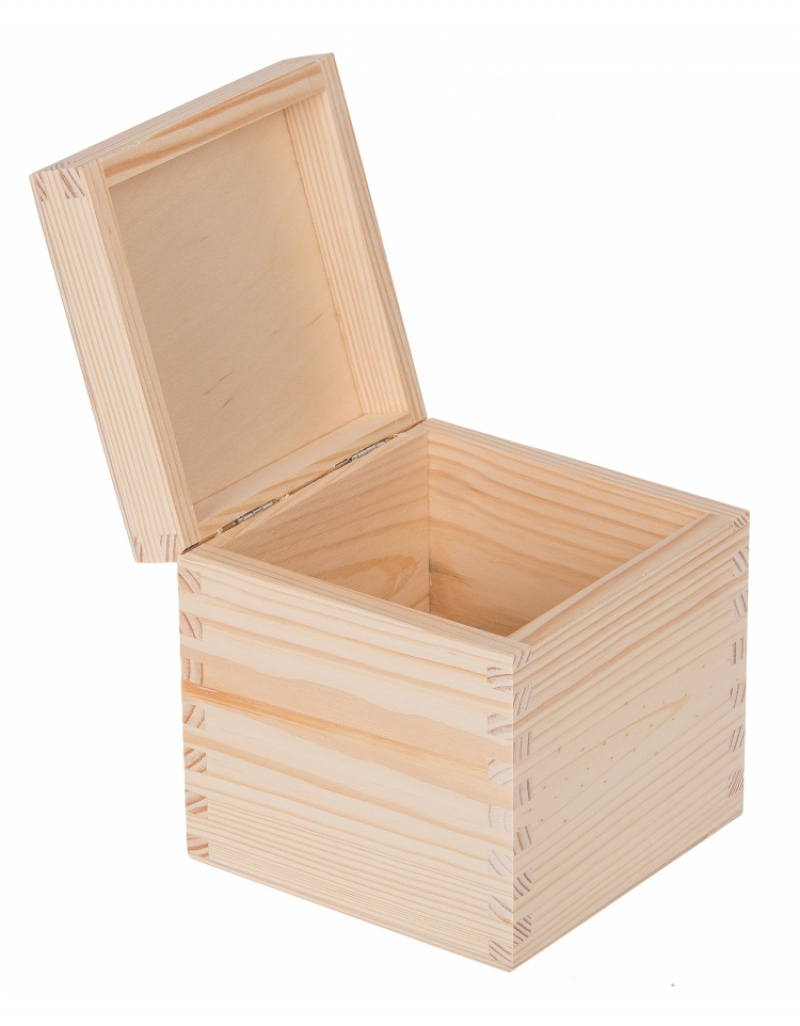Levně FK Dřevěná krabička - 13x13x13,5 cm, Přírodní