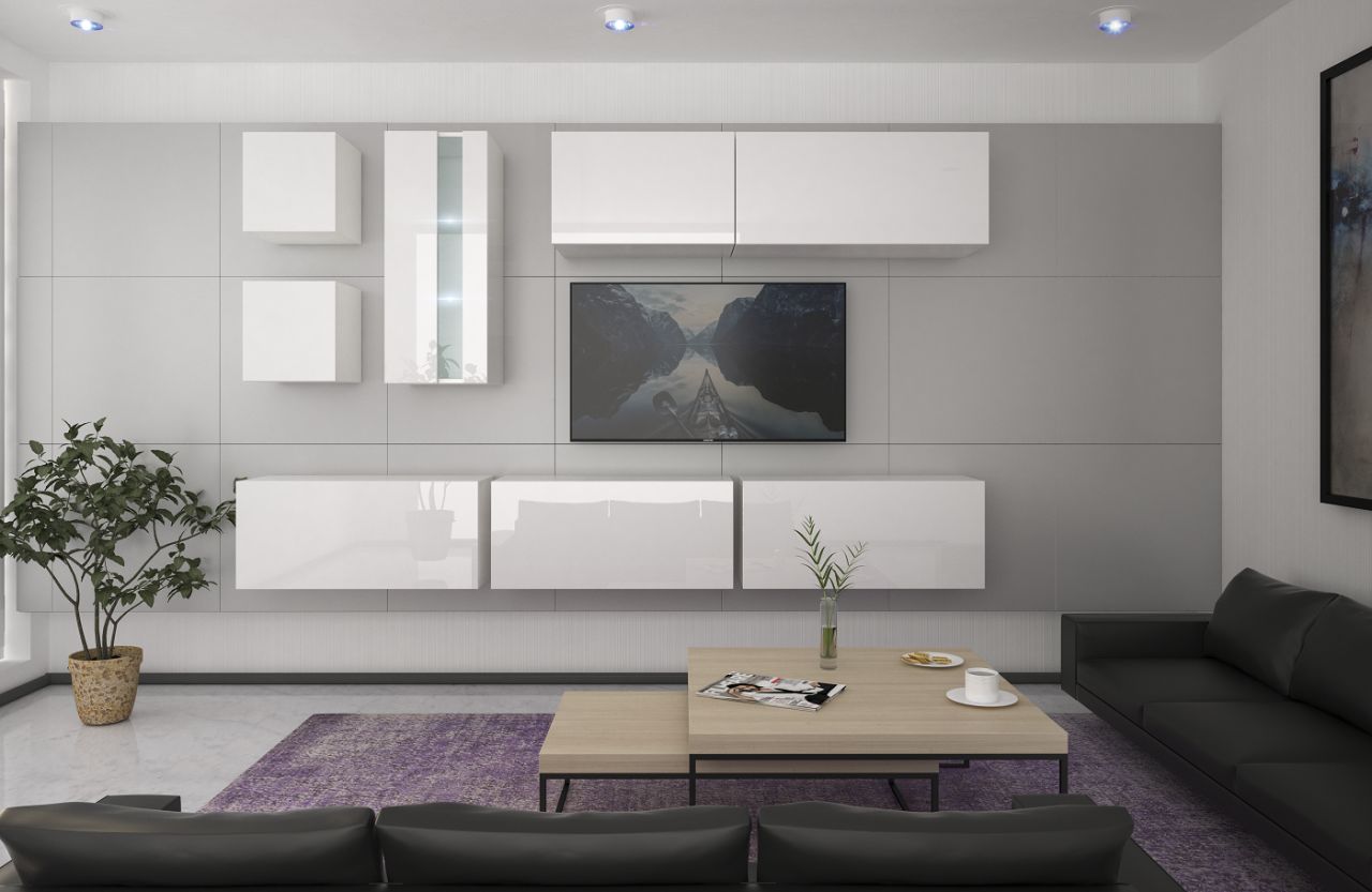 Levně Ral Obývací stěna TENNESSEE 4, 260 cm - Bílý lesk