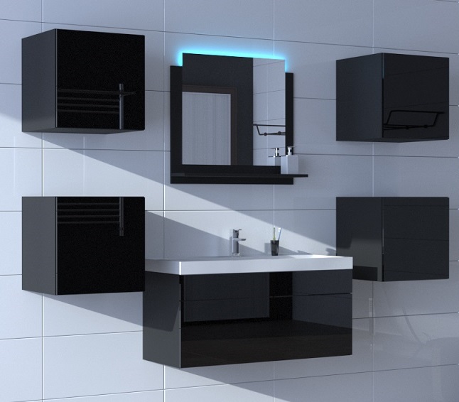 Ral Koupelnová stěna ALI 50 - Černý  lesk