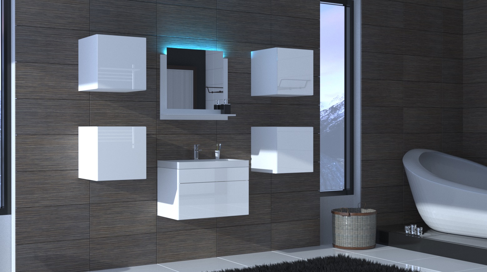 Ral Koupelnová stěna ALI 54 - Bílý lesk