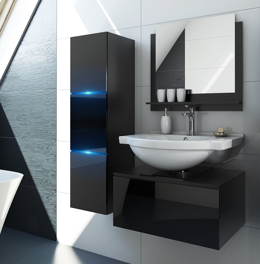 Ral Koupelnová stěna NELA 1 - Černý lesk