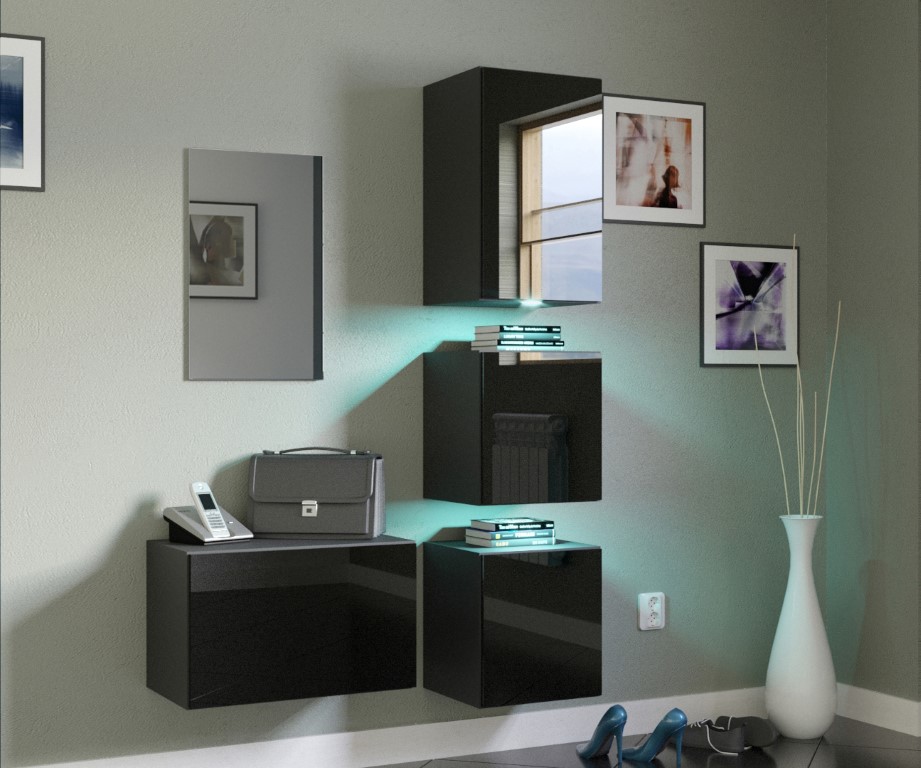 Ral Předsíňová stěna SOFI 2 - Černý lesk