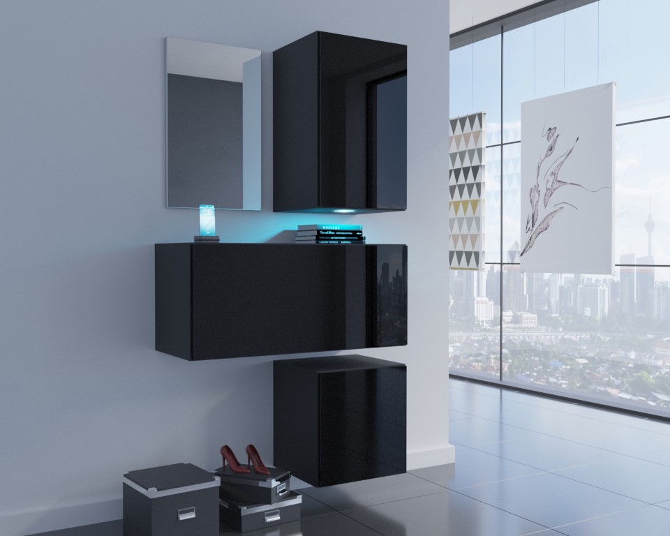 Ral Předsíňová stěna VEGAS 2 - Černý lesk