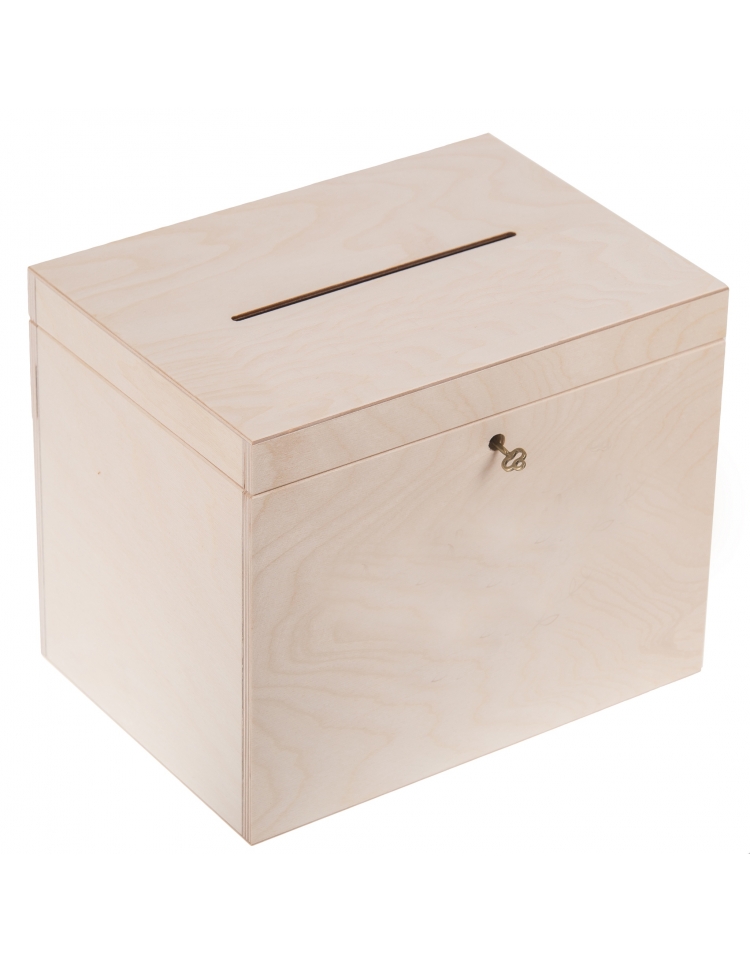 FK Dřevěný box na svatební přání na klíč - 29x20x21 cm, Přírodní