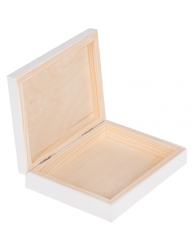 FK Dřevěná krabička plochá - 16x12x4 cm, Bílá