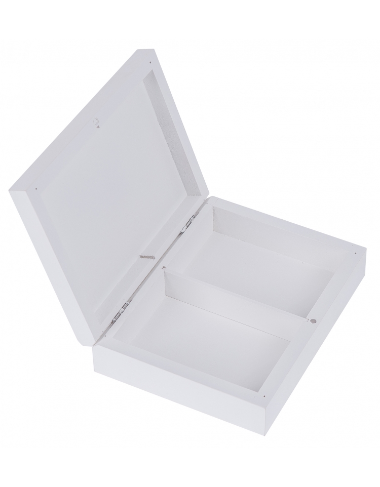 FK Dřevěná krabička Plochá - 16x12x4 cm, Bílá