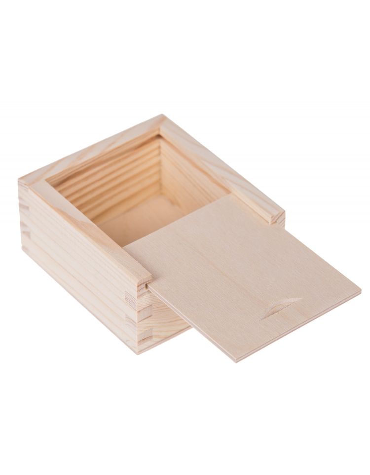 Levně FK Dřevěná krabička se zásuvným víkem - 10x11x5 cm, Přírodní