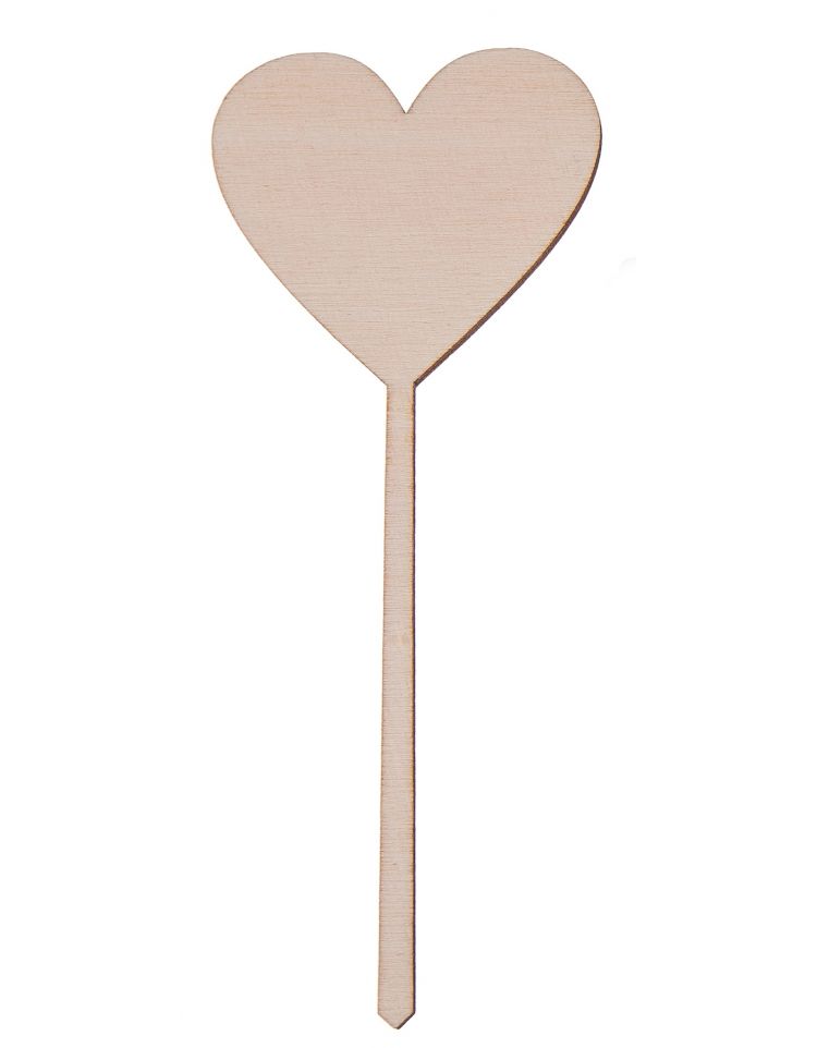 FK Dřevěná zapichovací ozdoba (srdce) - 14x5 cm