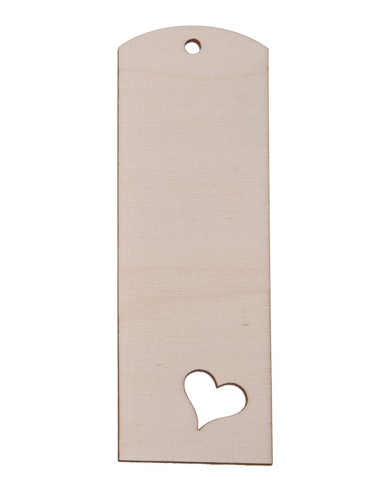 FK Dřevěná záložka se srdíčkem - 15x5 cm