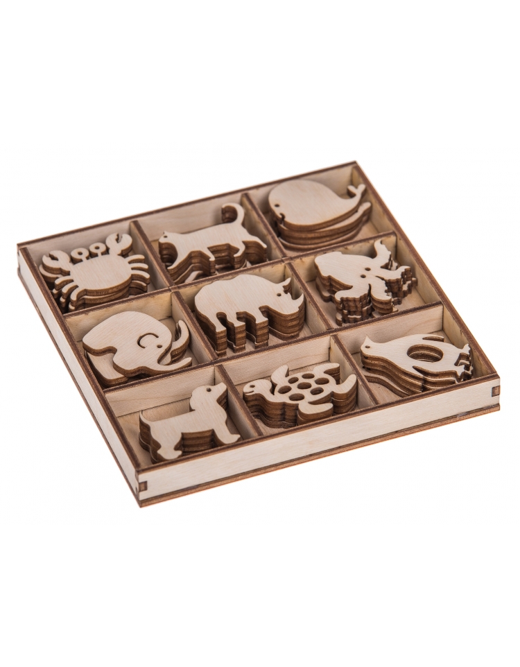 FK Dřevěná sada ozdob v dárkovém balení (zvířátka) - 13x13 cm