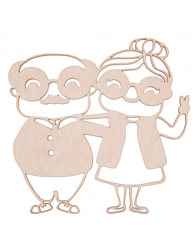 FK dřevěná ozdoba (babička a dědeček) - 11x11 cm