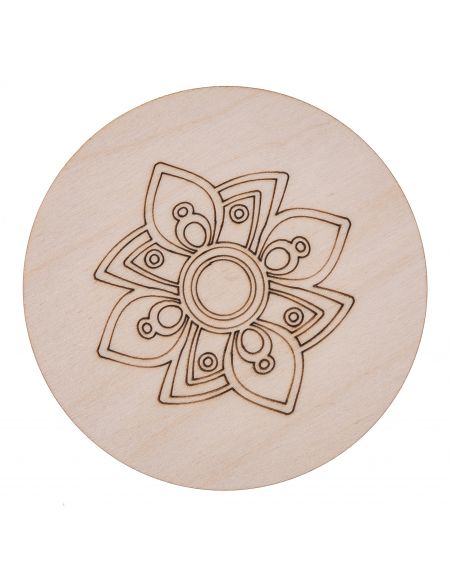 FK Dřevěná kulatá podložka / podtácek zdobená 10x10 cm